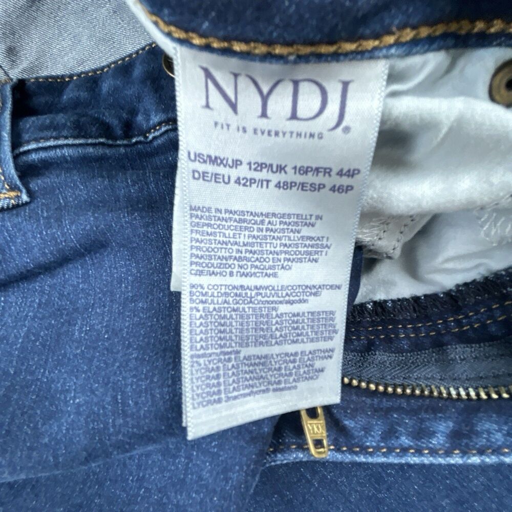 NYDJ Marilyn Straight Leg Dark Blue Denim Jeans Womens Size 12 Petite 31x31 Lift - Picture 6 of 12